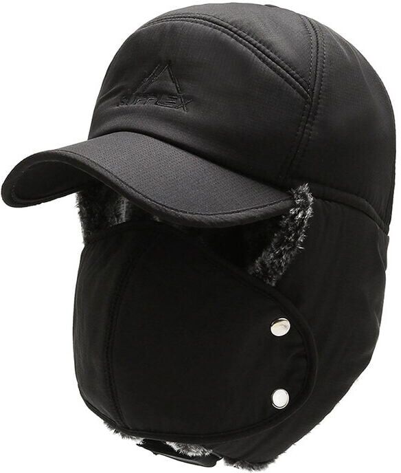 Sollbry - in 1 Thermal Fur Lined Trapper Hat with Ear Flap Full Face Heated Cover Windproof Headwear for Cycling Motorcycle Winter
