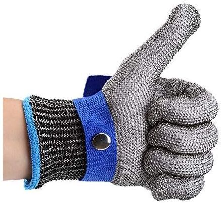 IKODM Stainless Steel Cut Resistant Gloves Safety Work Glove Level 5 Protection (XL)