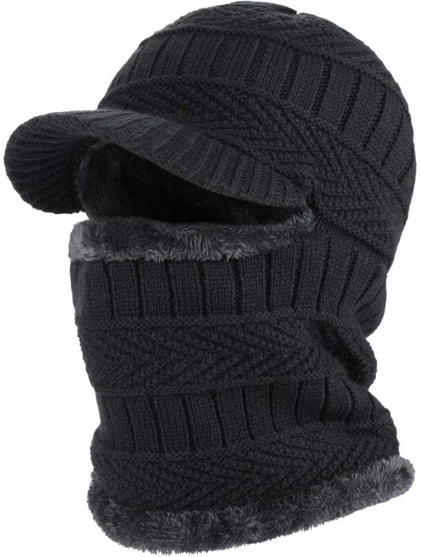 CYSLMUK Winter Beanie Knitted Balaclava Hat with Flexible Neck Warmer, Unisex Windproof Ski Warm Face Mask for Outdoor Sports