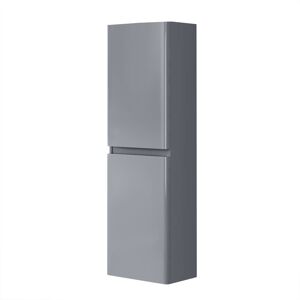 NRG 1400mm Bathroom Tall Cabinet Storage Wall Hung Cupboard Furniture Gloss Grey