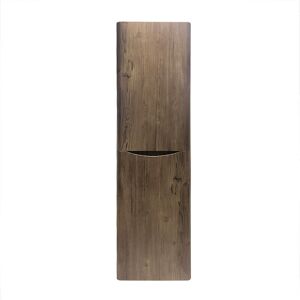 NRG 1400mm Grey Oak Effect Tall Cupboard Storage Cabinet Bathroom Furniture - Left Hand