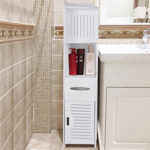 Livingandhome - 4 Tier White Corner Cupboard Storage Shelf for Bathroom