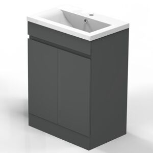 ACEZANBLE 500mm Grey Bathroom Vanity Unit with Basin Sink Storage