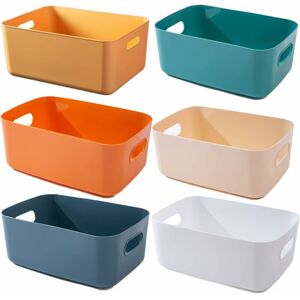 HÉLOISE 6 Pieces Plastic Storage Boxes,Multiple Colors Organization Storage Baskets for Kitchen,Cabinet,Desk,Bathroom,Toys,Home Tidy Open Storage Bins with