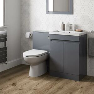Aquari - Bathroom Vanity Unit Basin Sink Toilet wc 600mm Furniture Storage Modern Grey