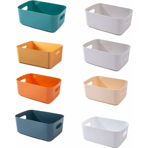 HÉLOISE 8 Pieces Plastic Storage Boxes, Multiple Colors Organization Storage Baskets for Kitchen,Cabinet,Desk,Bathroom,Toys,Home Tidy Open Storage Bins with