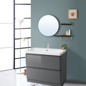 NRG - 800mm Floor Standing Bathroom Vanity Unit Basin Storage Furniture Cabinet Gloss Grey