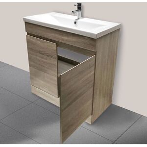 AQUARISS 800mm Grey Oak Effect Bathroom Vanity Unit Basin Storage Cabinet Furniture