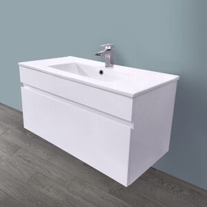 Aquariss - 800mm White Vanity Unit Ceramic Sink Basin Bathroom Drawer Storage Furniture