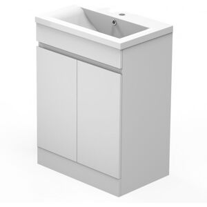 500mm Bathroom Vanity Units with Basin Matte White Free-Standing with Two Doors Storage Unit Ceramic Sink - Matte White - Acezanble