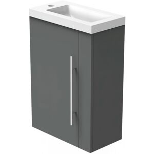 Bathroom Wall Hung Vanity Unit Wash Basin Base Cabinet Two Drawers Storage Grey - Acezanble