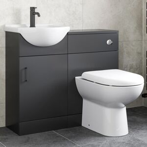 Alpine Black Bathroom Furniture Vanity Unit with Basin 950mm Toilet Unit Combination