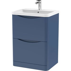 Balterley - Arch Floor Standing 2 Drawer Vanity Basin Unit with Polymarble Basin, 600mm - Satin Blue - Satin Blue