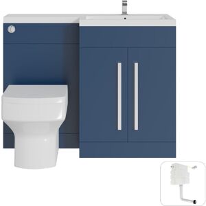 NRG Bahtroom l Shape Vanity Unit rh Basin Sink btw Toilet Furniture Matt Navy Blue
