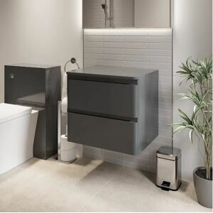 Regis - Bathroom Cloakroom Vanity Unit Wall Mounted Storage Cabinet Grey Gloss 600mm - Grey