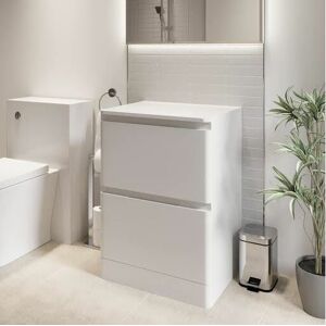 Regis - Bathroom Cloakroom Vanity Unit Wash 600mm Cabinet Drawers Storage White Gloss - White