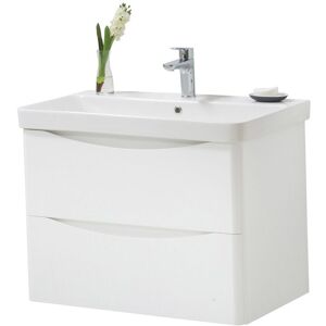 CLIFTON BATHROOM CABINETS Bathroom Floor Standing 2-Drawer Vanity Unit With Basin 800mm Wide - Gloss White - (arch) - Brassware Not Included