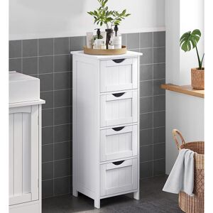 Teetok - Bathroom Floor Storage Cabinet, Bathroom Storage Unit with 4 Drawers, Bathroom Cabinet Freestanding, 30 x 30 x 82 cm, for Living Room,