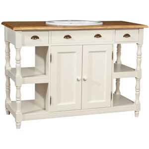 BISCOTTINI Bathroom Furniture in solid lime wood antique white structure top natural finish Made in Italy - Legno e bianco