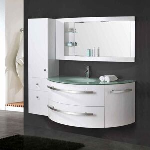 Simba - White bathroom cabinet 120 cm with column and washbasin included - White Ambassador