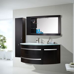 Simba - Black bathroom cabinet 120 cm with column and washbasin included - Black Ambassador