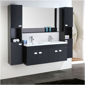 Simba Black bathroom cabinet 120 cm with Columns and Washbasins included - Elegance