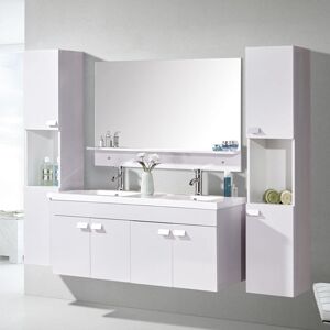 Simba White bathroom cabinet 120 cm with Columns and Washbasins included - White Elegance