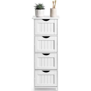 Teetok - Bathroom Storage Cabinet, Slim Storage Unit with 4 Drawers Space-saving Wooden Modern Style 30 x30 x82 cm Suitable for Bathroom Living room