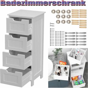 Dayplus - Bathroom Storage Cabinet with 4 Drawers,White Chest of Drawers,Floor Standing