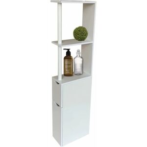 Teetok - Bathroom storage units,Bathroom Toilet Roll Cabinet, Slim Storage Cabinet with 2 Shelves and 2 Doors, White Wooden Furniture Unit Tall