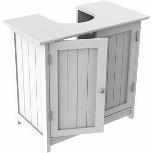 TEETOK Bathroom storage units,White Under Sink Bathroom Cabinet, Free Standing Wooden Sink Storage Unit, Basin Cupboard With Shelf 60 x 60 x 30 cm (only