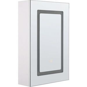 BELIANI Modern Minimalist Wall Mirror Cabinet with LED Storage Cupboard White Condor - White