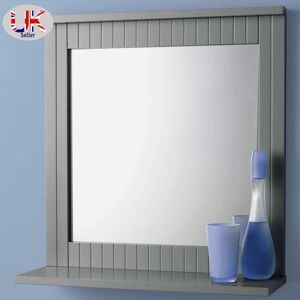 SAXONY Bathroom Wall Mounted Mirror with Cosmetics Shelf Bathroom Grey - grey
