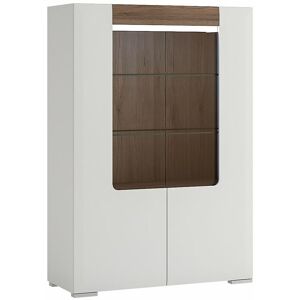 NETFURNITURE Canada Glazed 2 Door Cabinet With Shelves (Inc Plexi Lighting) - White