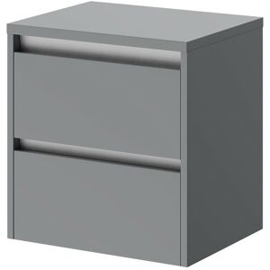 Gloss Grey 500mm Wall Mounted 2 Drawer Storage Unit - Grey - City