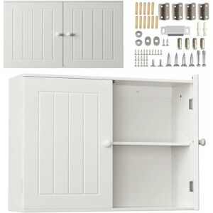 DAY PLUS Double Door Wall Storage Cabinet, Bathroom Kitchen Storage Cupboard