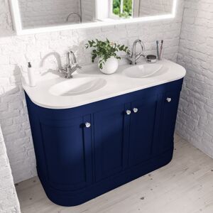 Hardwick Traditional Double Bowl 4-Door Design Vanity Unit, Matt Cobalt Blue - Eastbrook