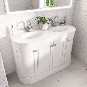 Hardwick Traditional Double Bowl 4-Door Design Vanity Unit, Matt White - Eastbrook