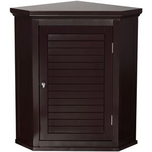 Teamson Home Bathroom Cupboard Brown Wooden Wall Corner Cabinet ELG-597 - DarkBrown