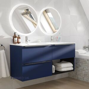 Bathroom Vanity Unit Floating Storage Basin Blueberry Matt 3-Drawer 120cm With Chrome Handle - Furneo