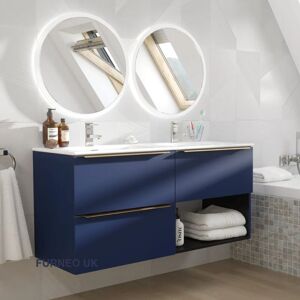 Bathroom Vanity Unit Floating Storage Basin Blueberry Matt 3-Drawer 120cm With Gold Handle - Furneo