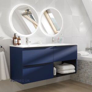 Bathroom Vanity Unit Floating Storage Basin Blueberry Matt 3-Drawer 120cm With Matt Black Handle - Furneo