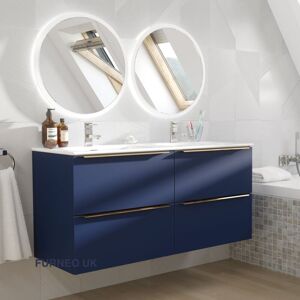 Bathroom Vanity Unit Floating Storage Basin Blueberry Matt 4-Drawer 120cm With Gold Handle - Furneo