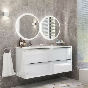 Bathroom Vanity Unit Floating Storage Basin Gloss White 4-Drawer 120cm With Chrome Handle - Furneo