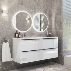 Bathroom Vanity Unit Floating Storage Basin Gloss White 4-Drawer 120cm With Matt Black Handle - Furneo