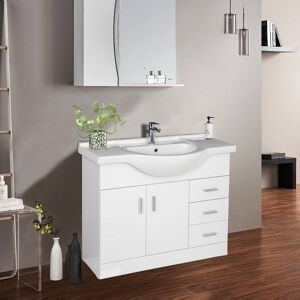 NRG 1050mm Gloss White Vanity Basin Unit Bathroom Sink Storage Furniture