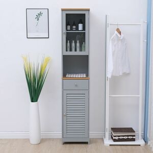 FURNITURE HMD Tallboy Unit Floor Standing Storage Cabinet,Grey,37x30x180cm - Grey