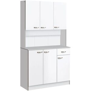 HOMCOM Freestanding Kitchen Cupboard, Storage Cabinet with Doors, Drawer - White