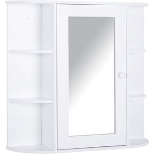 Wall Mounted Bathroom Cabinet w/ Mirror Single Door Storage Shelves - White - Homcom