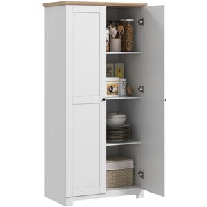 Homcom - 172cm Wooden Storage Cabinet Cupboard With 2 Doors 4 Shelves White - White